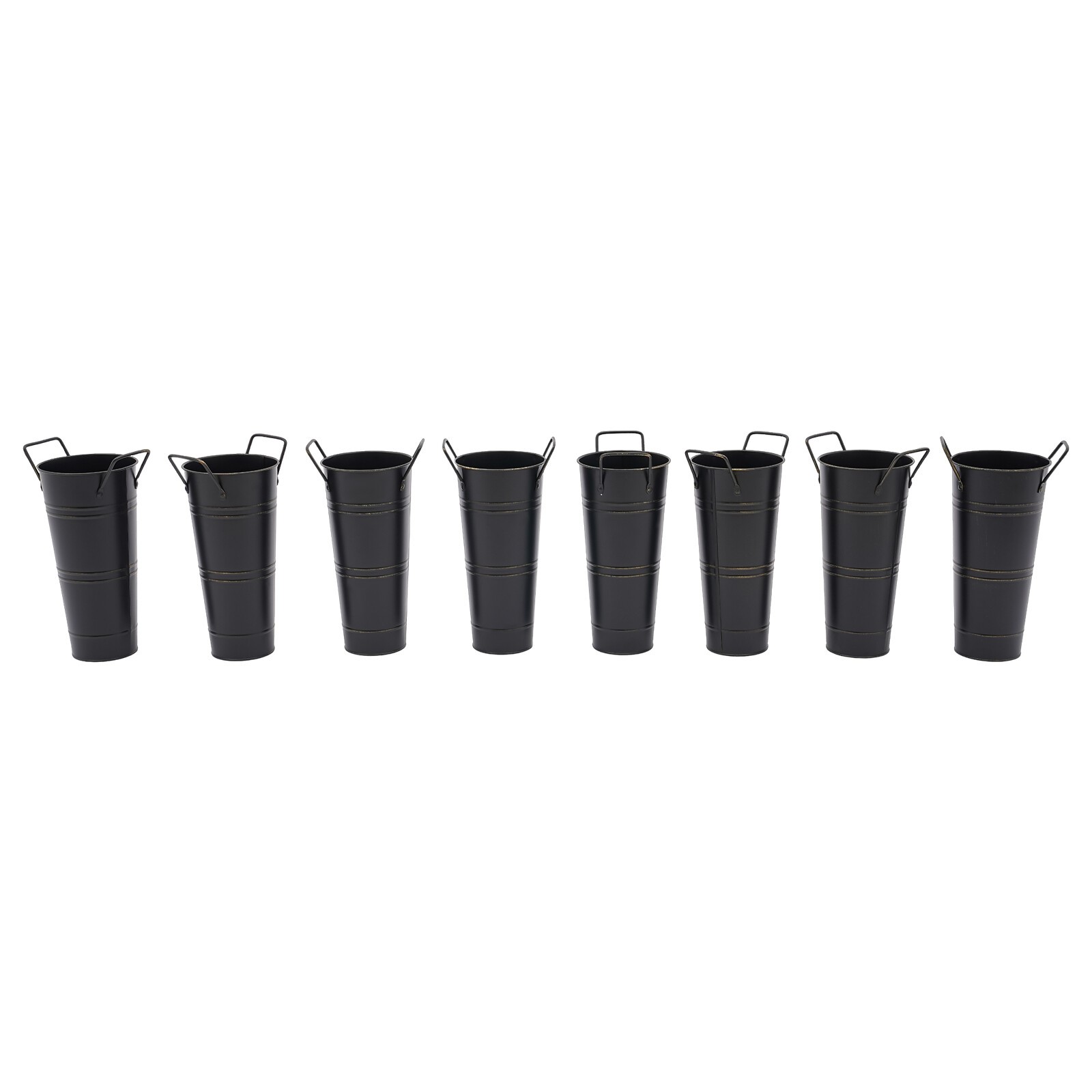 8-Pack Black Galvanized Metal Bucket Vases For Elegant Flower Arrangements