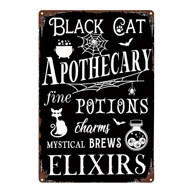 Black Cat Pharmacy Metal Sign 8X12 Inches Wall Art