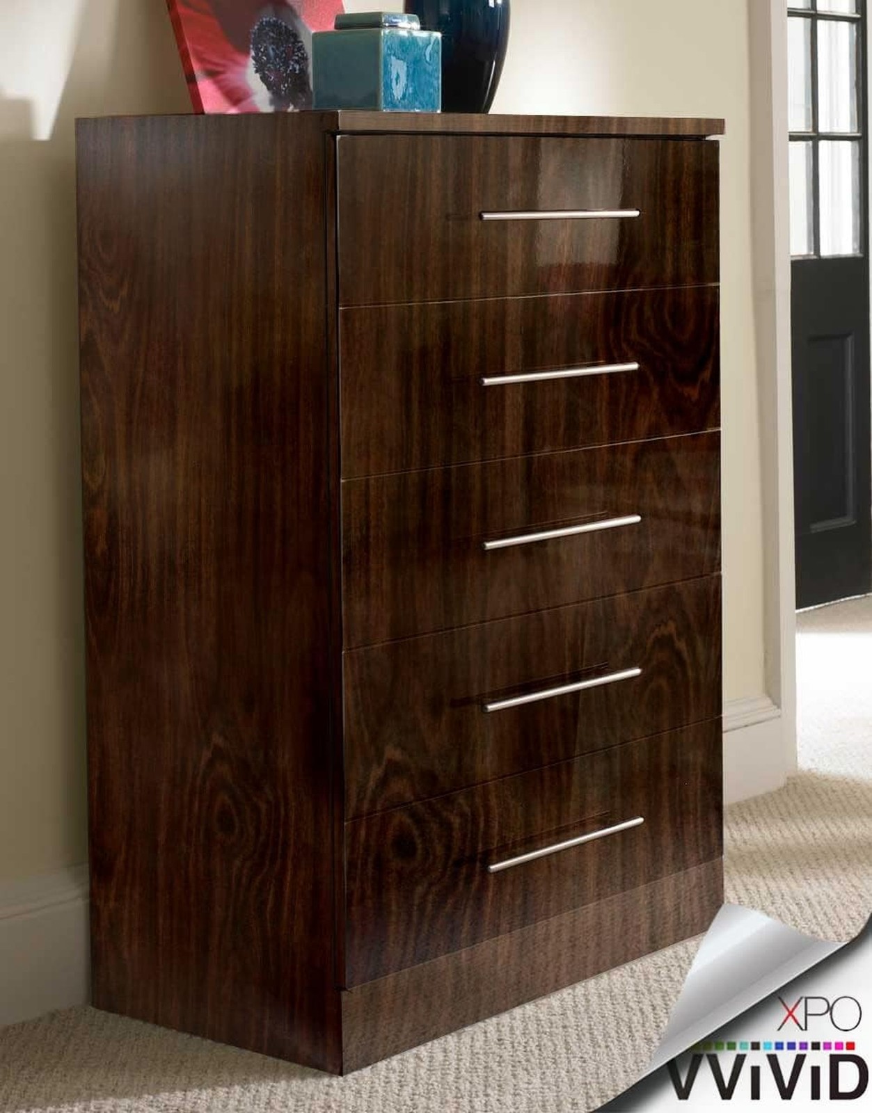 VVIVID High Gloss Dark Brown Cedar Striped Wood Grain Faux Finish Textured Vi…