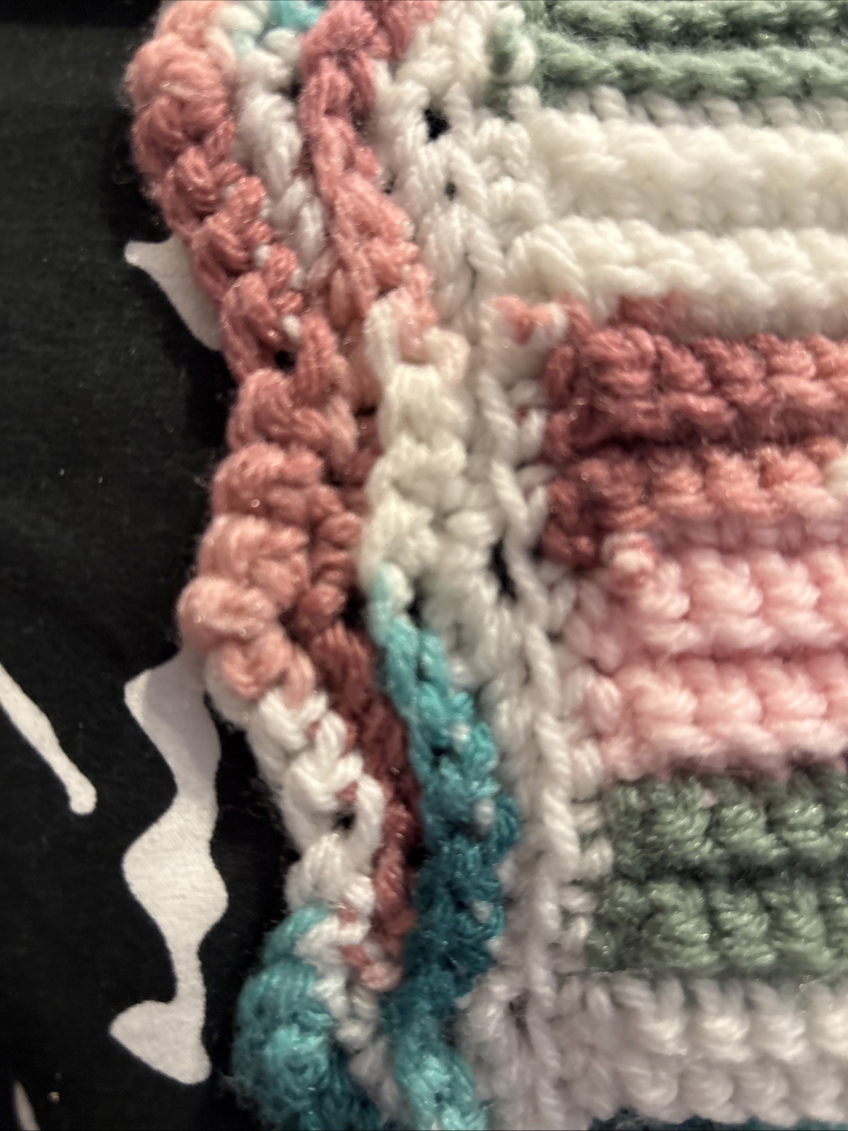 Hand Crocheted Multi Color Striped Throw 44”x 60”