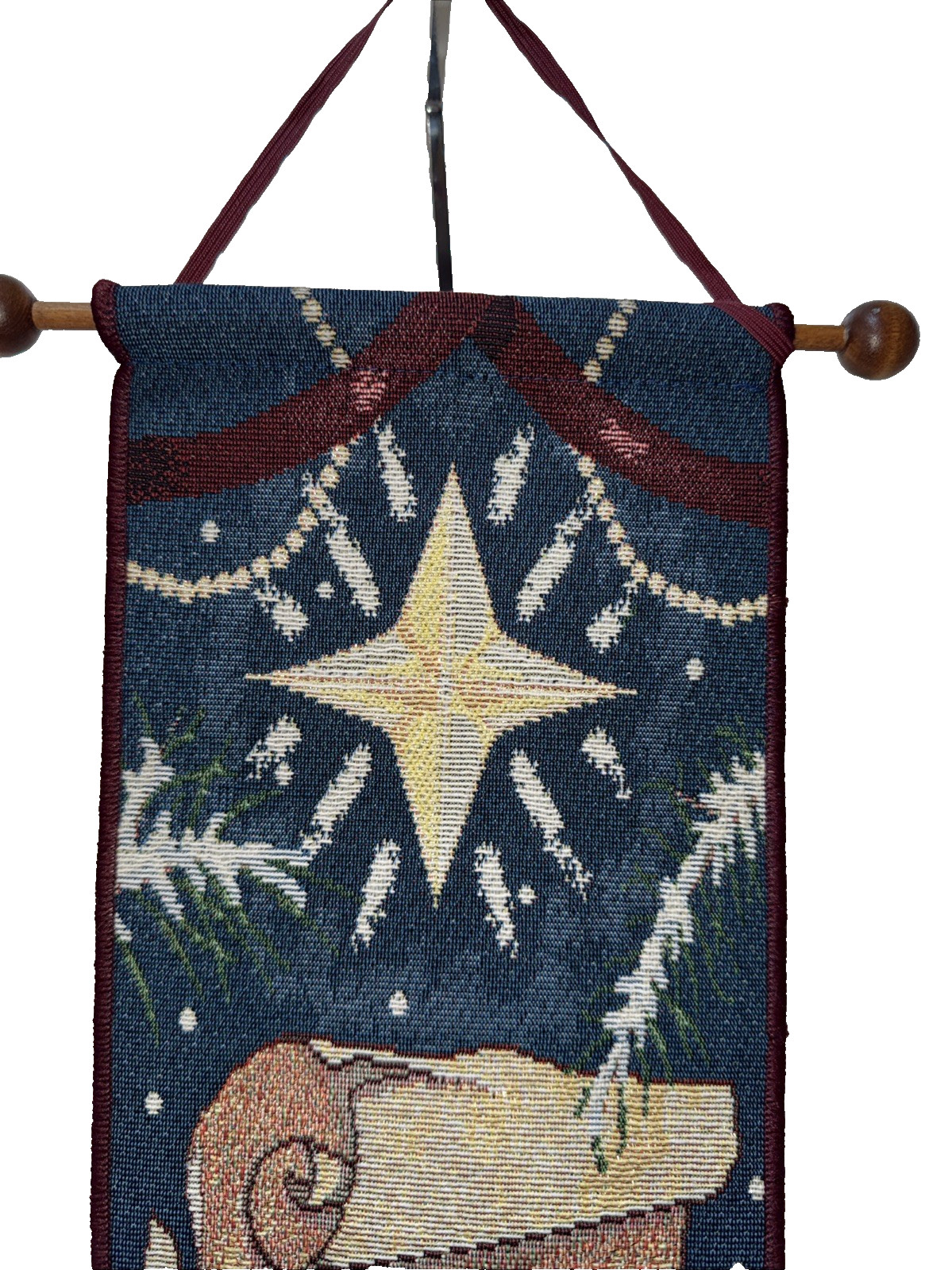 Christmas Holiday Tapestry Bell Pull Wall Hanging Star Lantern