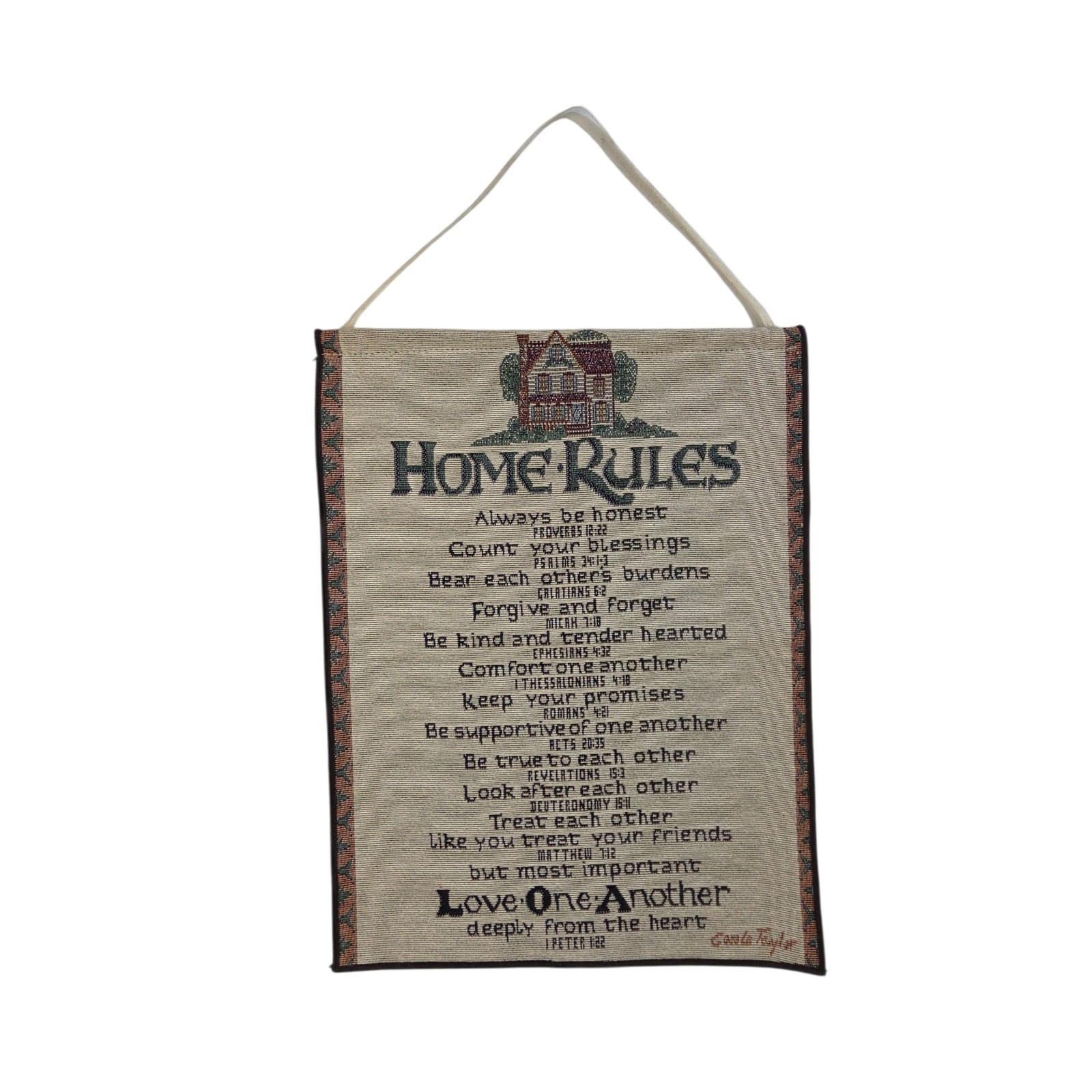 Home Rules Bible Verses Tapestry Wall Hanging Carole Taylor Gods Word Biblical