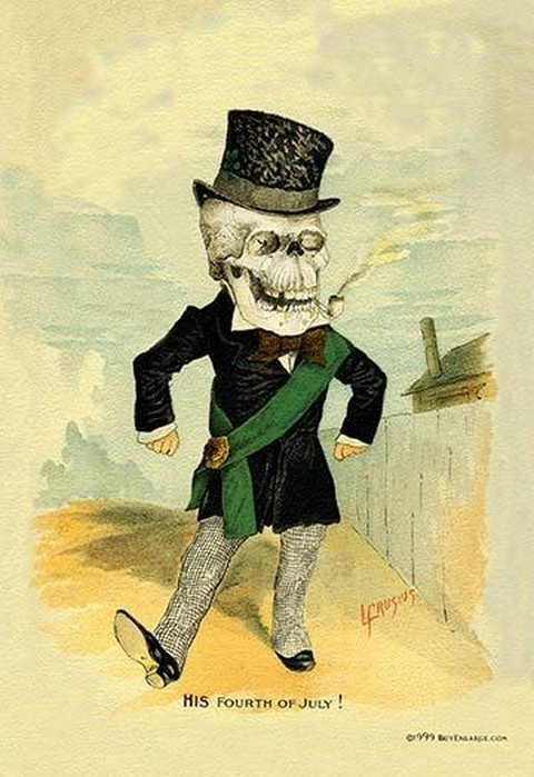 Death on the Fourth Louis Crusius MD – Skeleton Characters Poster Print