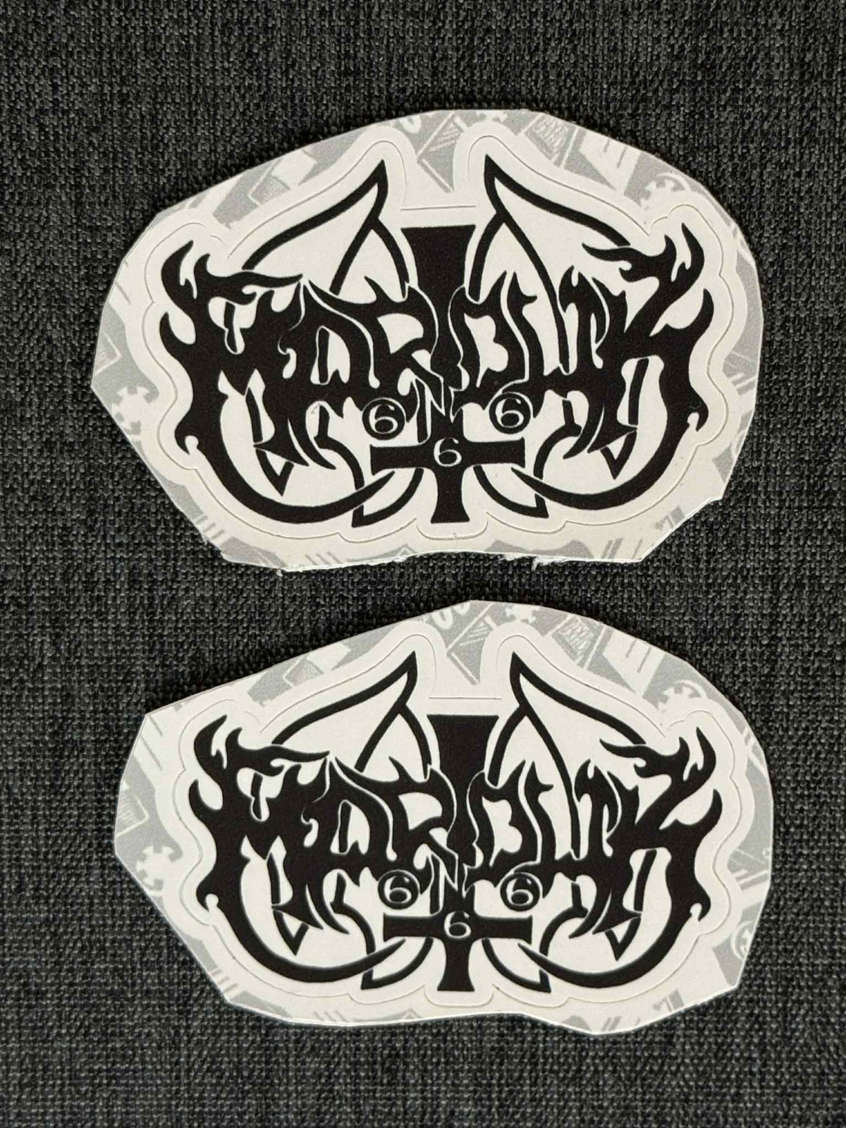 Lot of 2 MARDUK 1 1/2&Prime; x 2 1/4&Prime; Logo STICKERS Black Metal FAST! FREE SHIP!