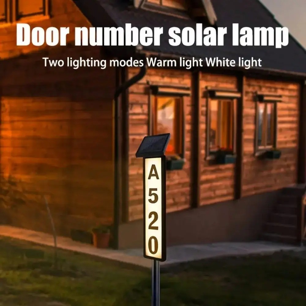 1Pc Lighting House Number Light, Solar Address Sign Light with Stake,Solar Power