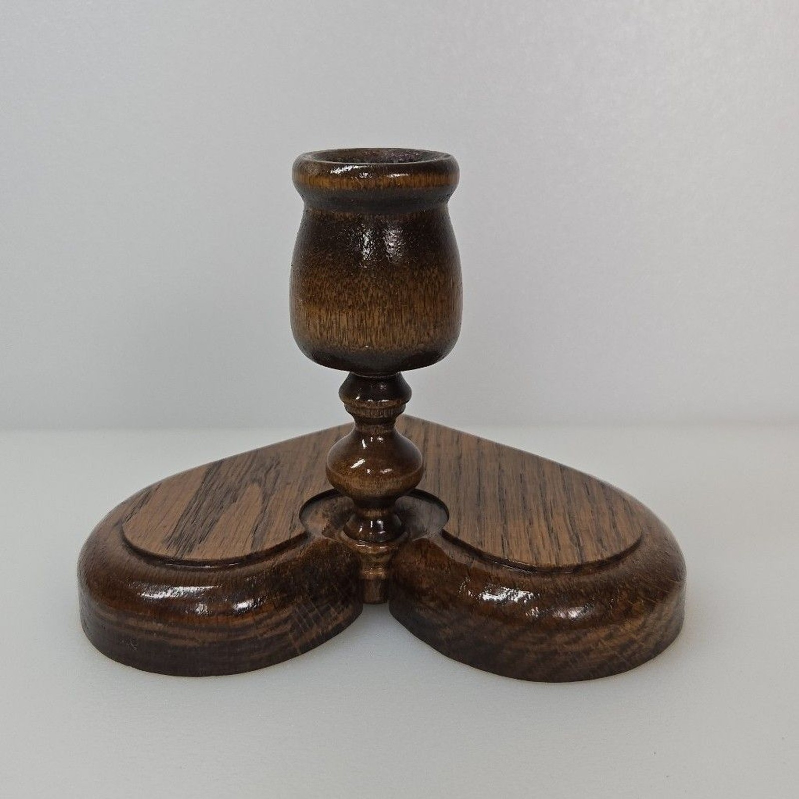 Vintage Oak Heart Candle Holder Rustic Wooden Taper Votive Candlestick Farmhouse