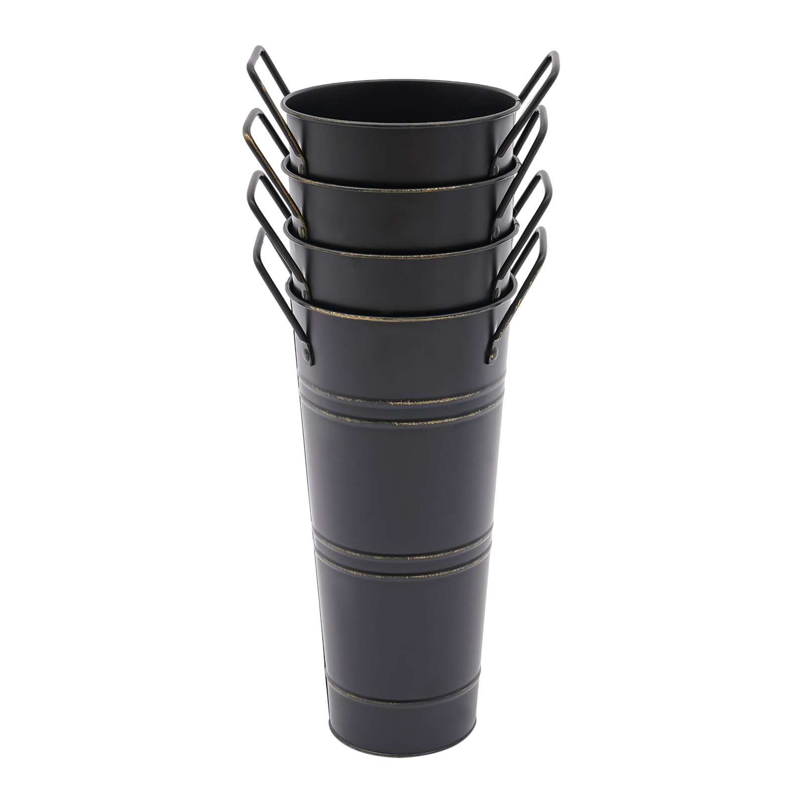 8-Pack Black Galvanized Metal Bucket Vases For Elegant Flower Arrangements