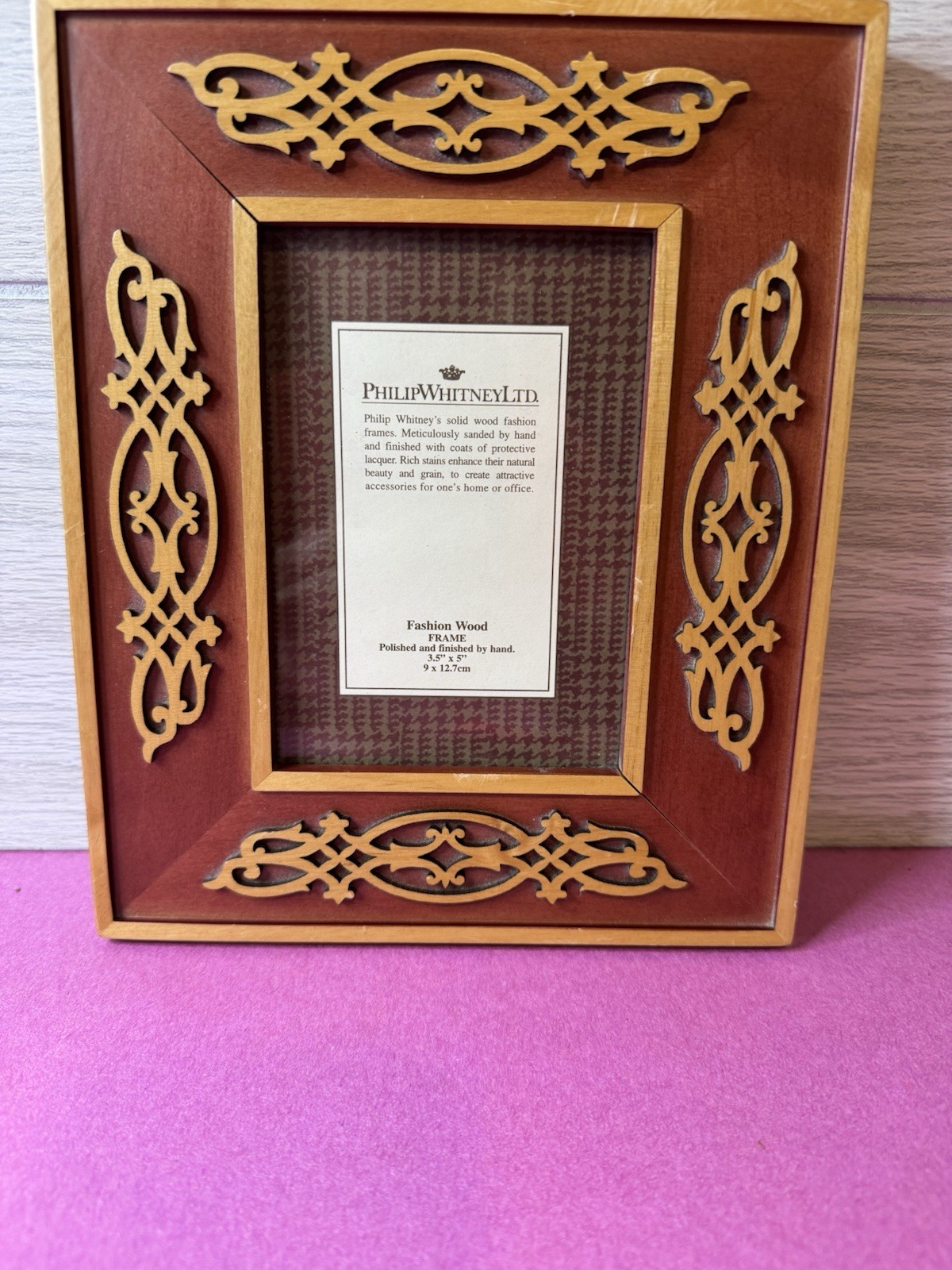 Vintage Philip Whitney Fashion Wood Picture Frame For 3.5”x 5” Photo
