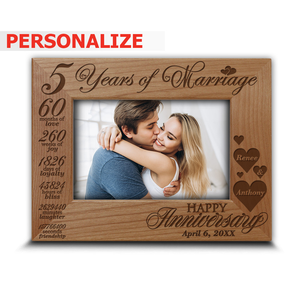 Traditional Wood Gift for 5th Anniversary-5 years of Marriage- Engraved Wood