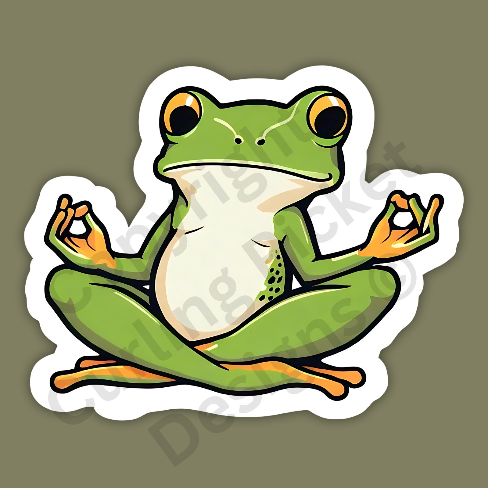 Meditating Frog Meditation Yoga Zen Namaste Funny Cute Laptop 3&Prime; Vinyl Sticker