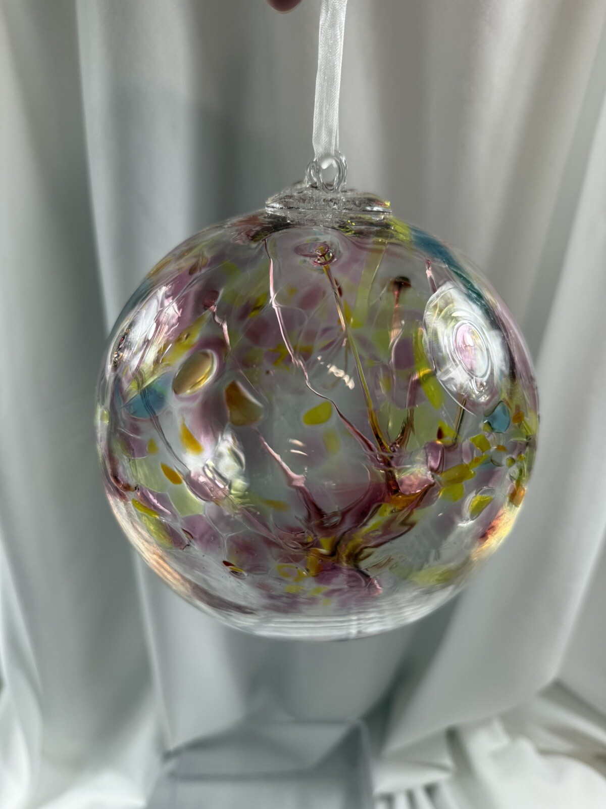 Handblown Art Glass Orb Large 6 in Witch Ball Sun Catcher Ornament Tree Of Life