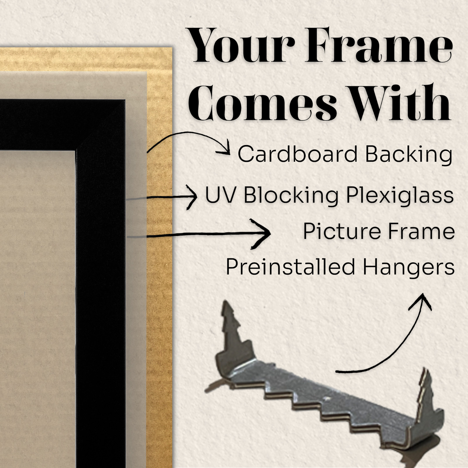 US Art Frames 0.75&Prime; Traditional Black Solid Poplar Wood Picture & Poster Frames