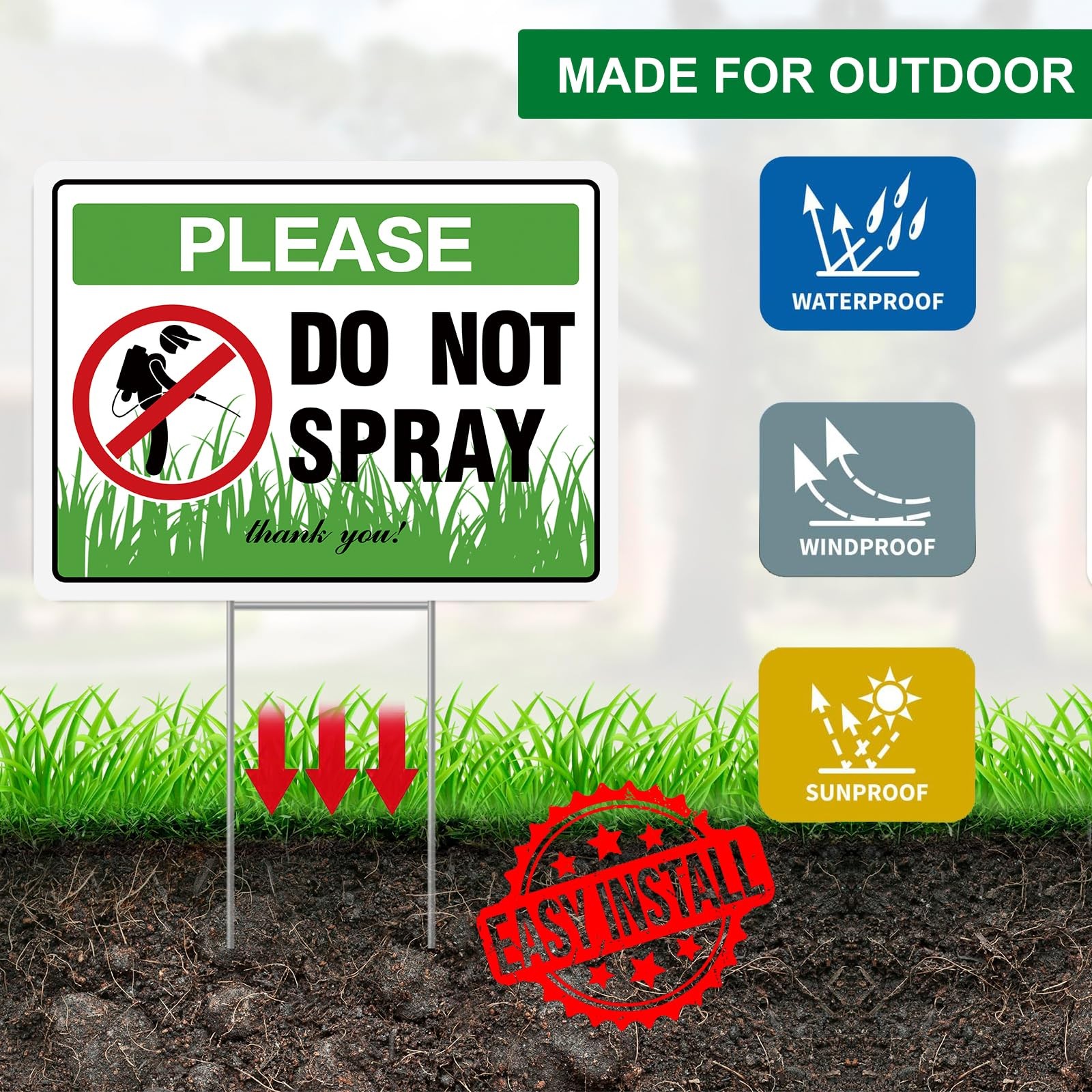 Do Not Spray Sign Yard Sign 2 Pack12&Prime; x 9&Prime; Corrugated Plastic with Metal HSt…