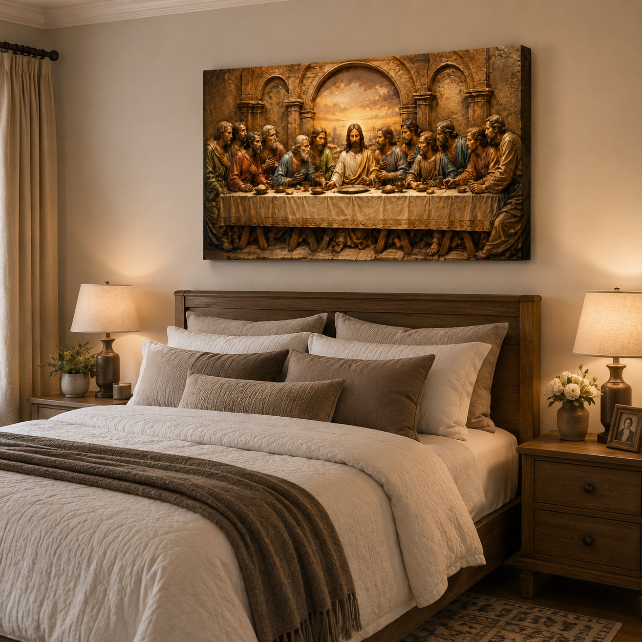 Last Supper Canvas Wall Art Jesus Christian Religious 3D Relief Biblical Decor