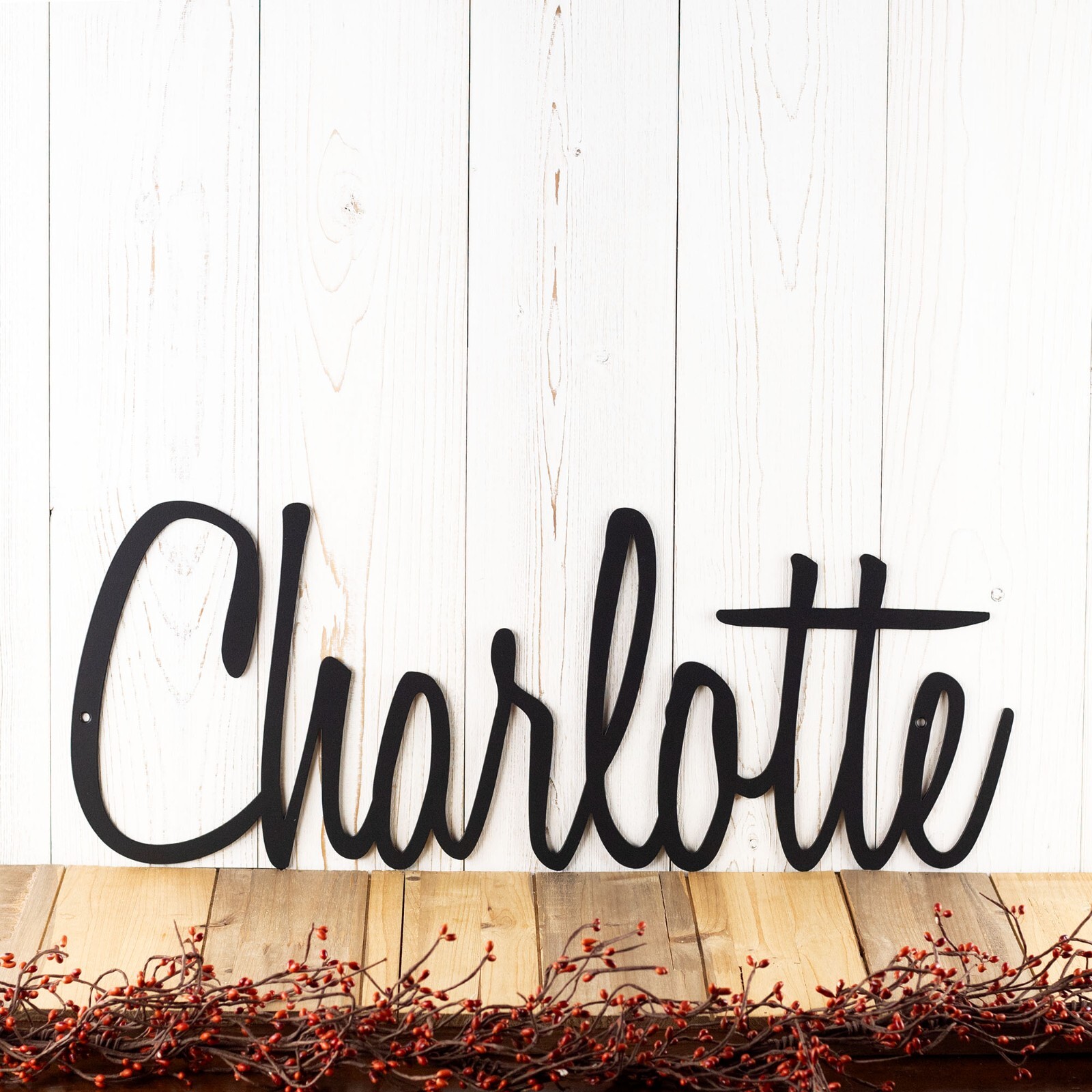 Personalized Script Metal First or Last Name Word Wall Art, Custom Newborn Baby