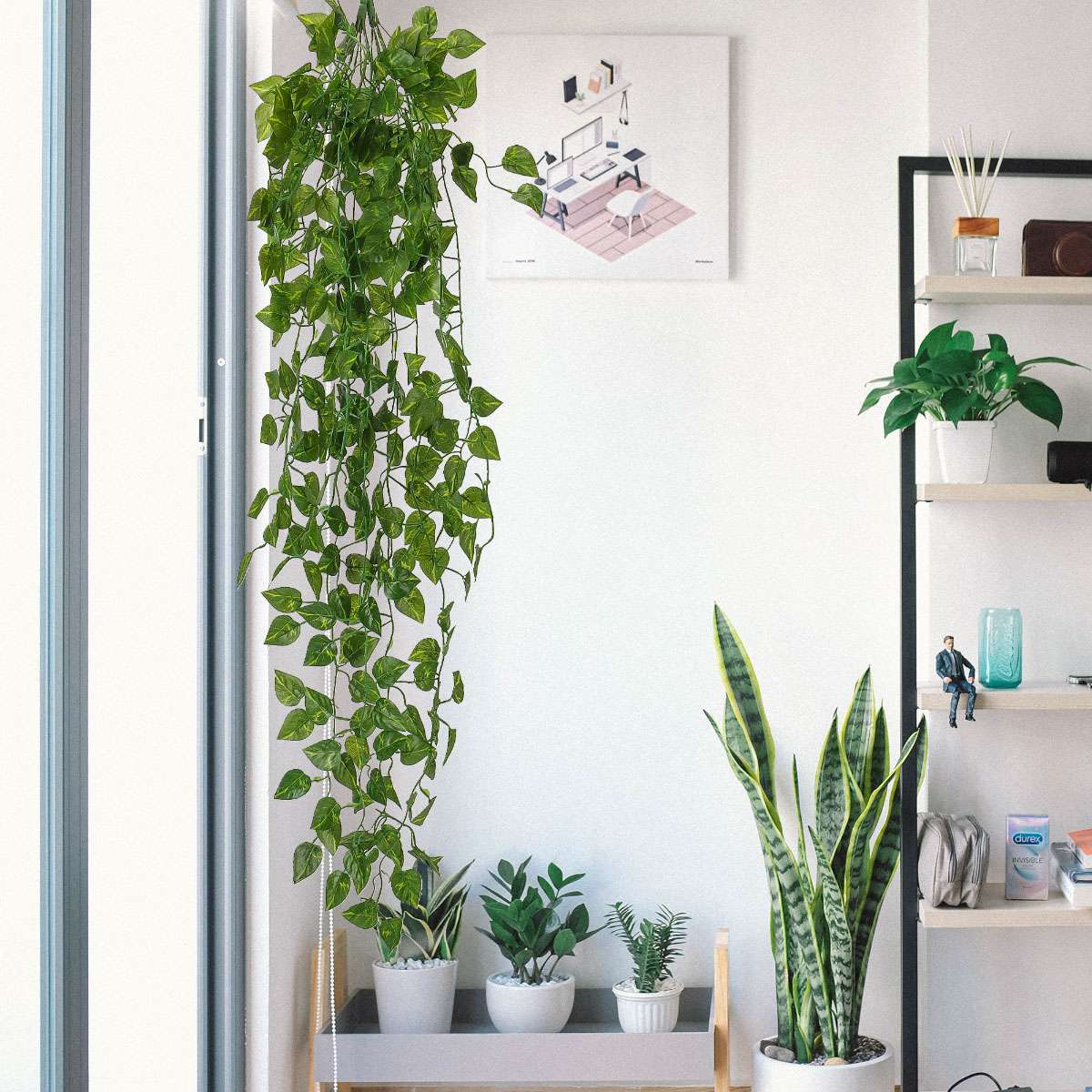 1/2/4 Pcs Artificial Ivy Leaf Plants Vine Hanging Garland Fake Flower Home Decor