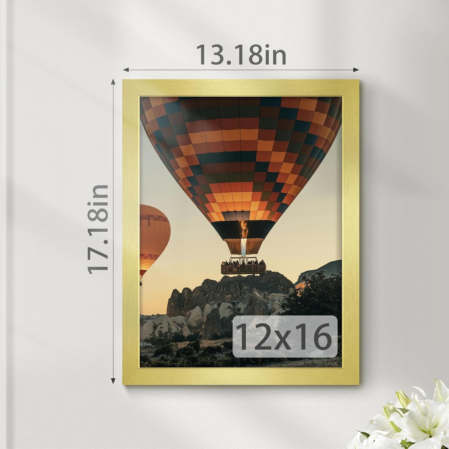 12X16 Picture Frame Gold Classic Frame for Horizontal or Vertical Wall Mounting