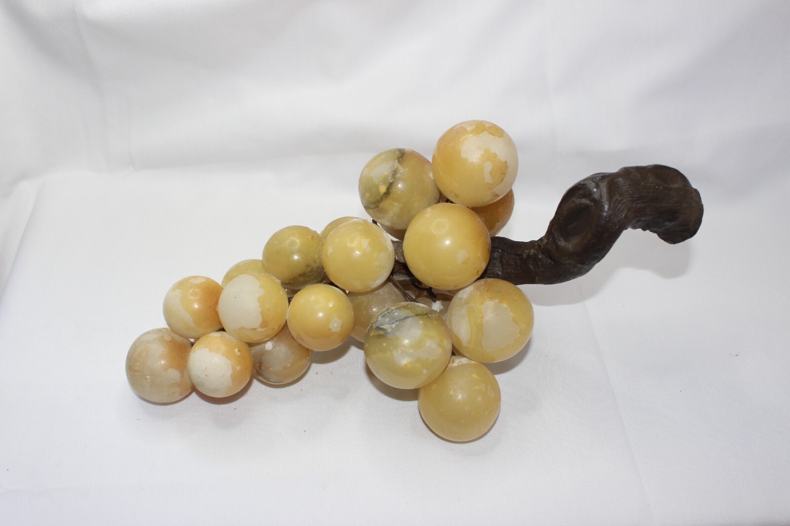 Large Vintage MCM ALABASTER MARBLE GRAPES CLUSTER BUNCH stone Fruit mid century
