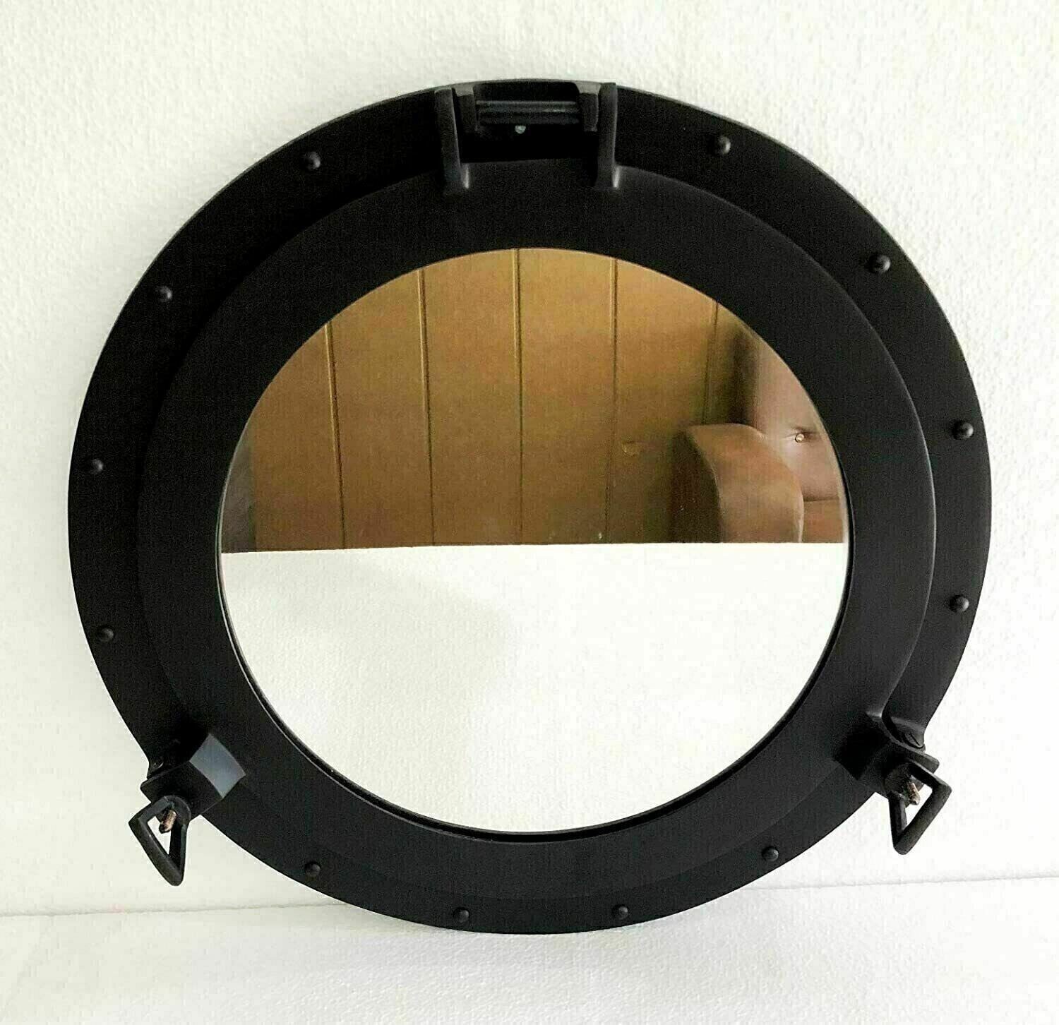 Porthole Mirror 9 » Black Powder Coated wall Hanging Nautical Home Décor Gift
