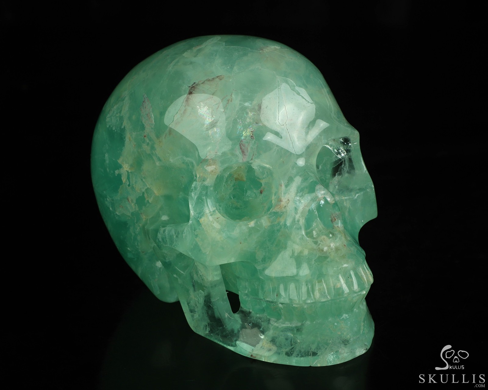 5.0&Prime; Fluorite Hand Carved Crystal Skull, Realistic, Crystal Healing