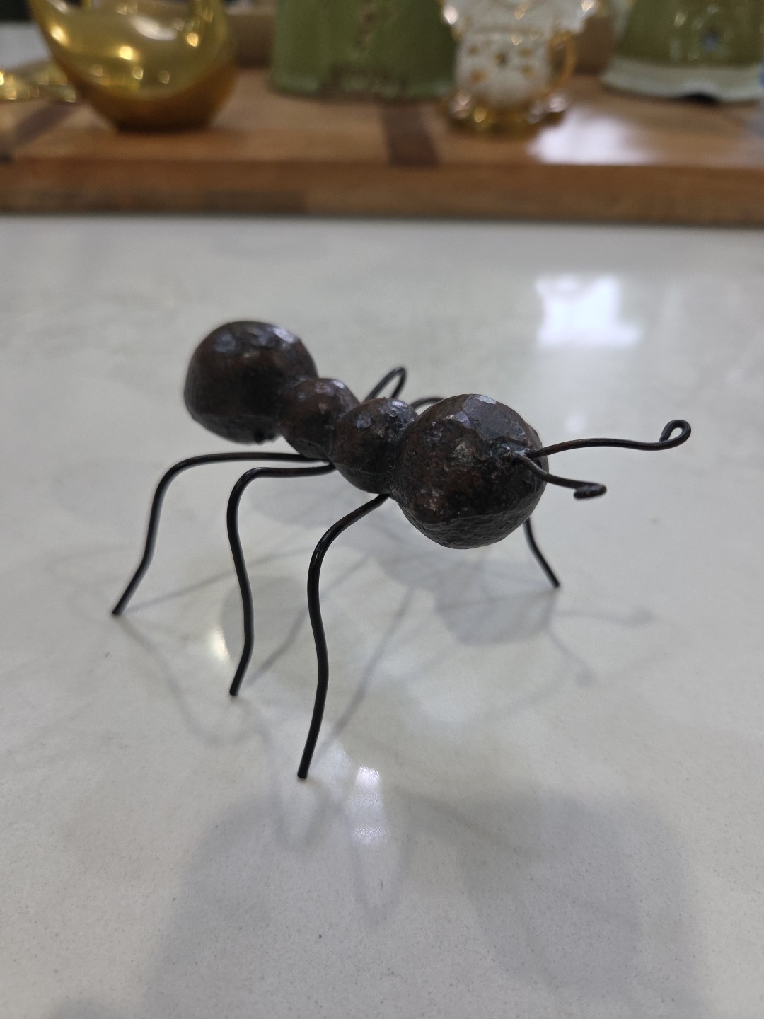 Cast Iron Ant sculptures 5&Prime; Long Metal Wire Legs Black Figures