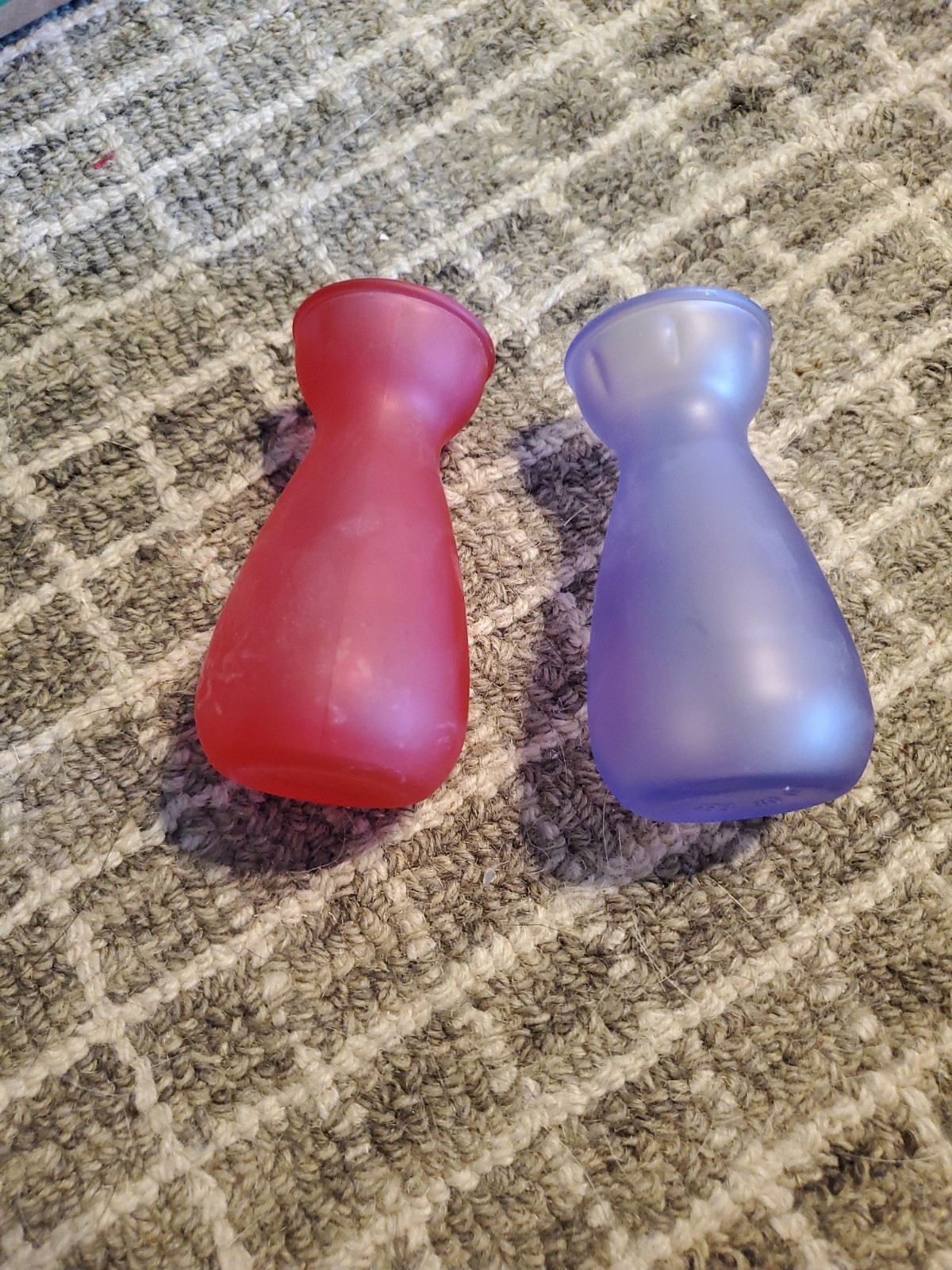 2 Crocus Flower Bulb Forcing Starter VASE Lot Pink Purple Glass EEC GP