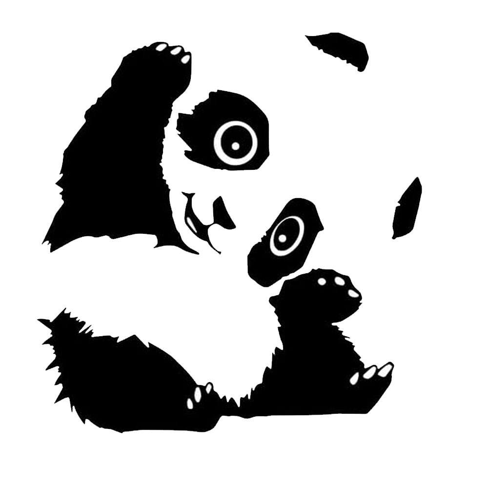 Cute Panda Waving 5&Prime; Black Vinyl Decal Car Truck Windows Laptop Tablet