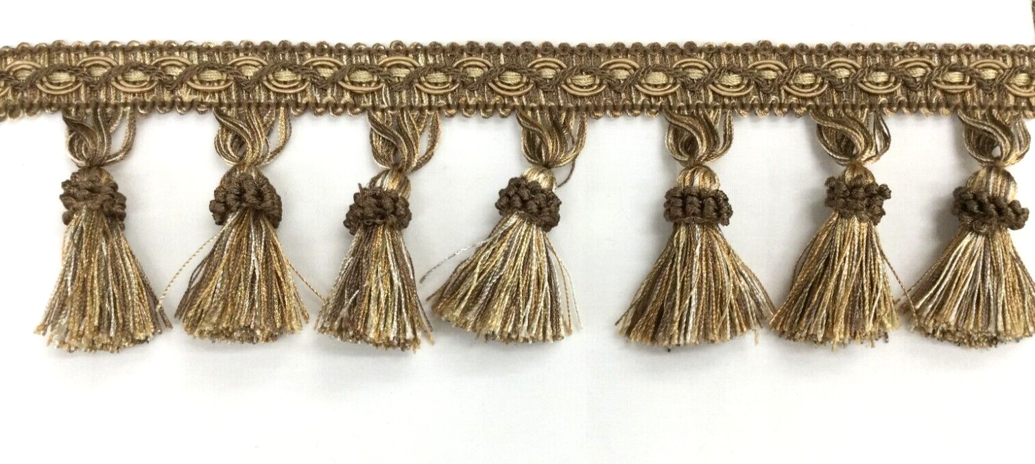 Tassel Fringe Trim 3.5&Prime; for Drapery Curtain Upholstery Pillow/ multi Gold Bronze
