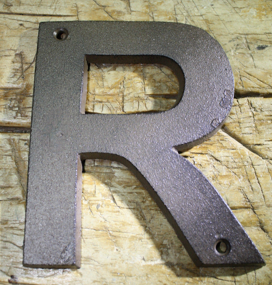 Cast Iron Industrial LETTER R Sign Rustic Brown 5&Prime; tall Alphabet