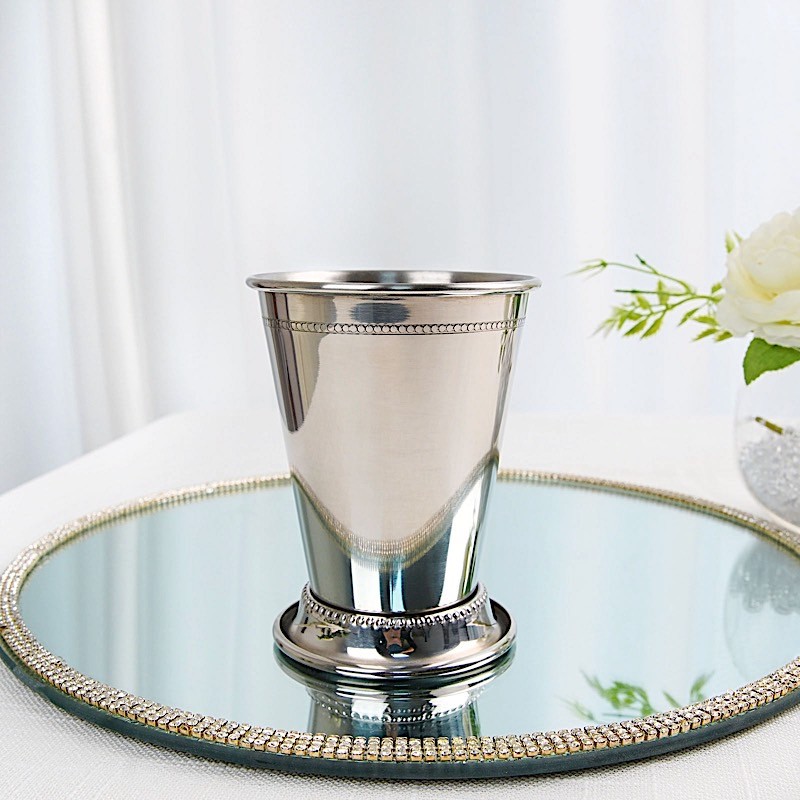 12 pcs Silver Mint Julep Cups Metal Mini Vases Wedding Centerpieces Tableware