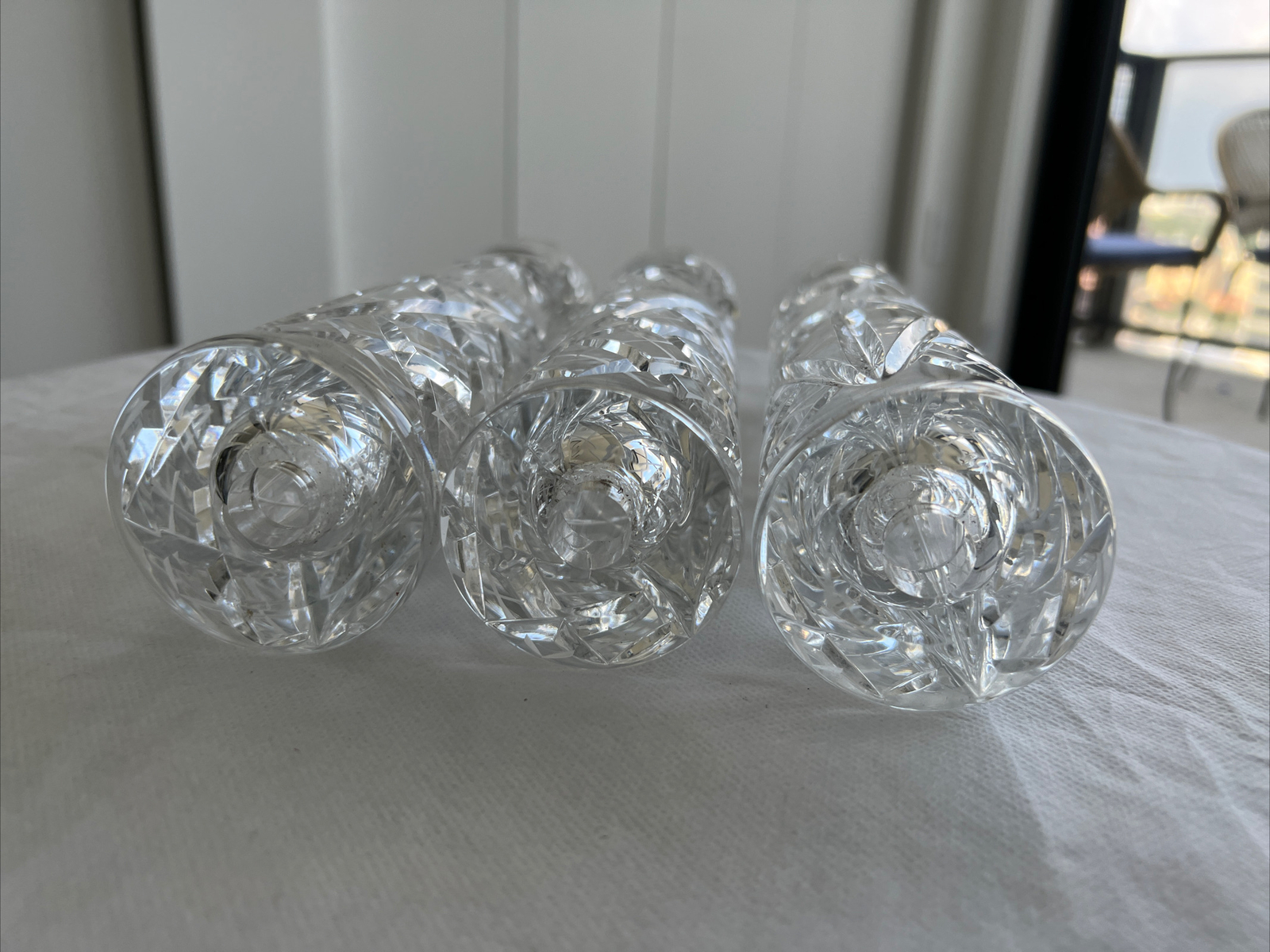 Vtg Bohemia Czech Republic 24% PbO Lead Crystal 10 1/8” Tall Set of Three (3)