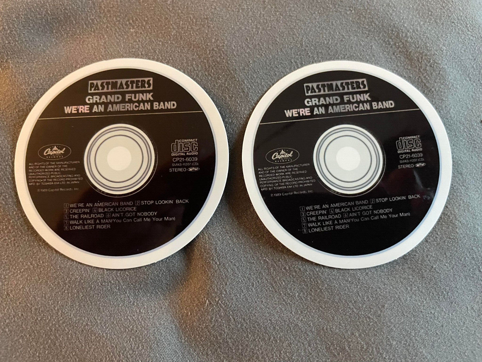 Lot (2) GRAND FUNK RAILROAD 2 1/2&Prime; x 2 1/2&Prime; American Band Logo STICKERS Free!
