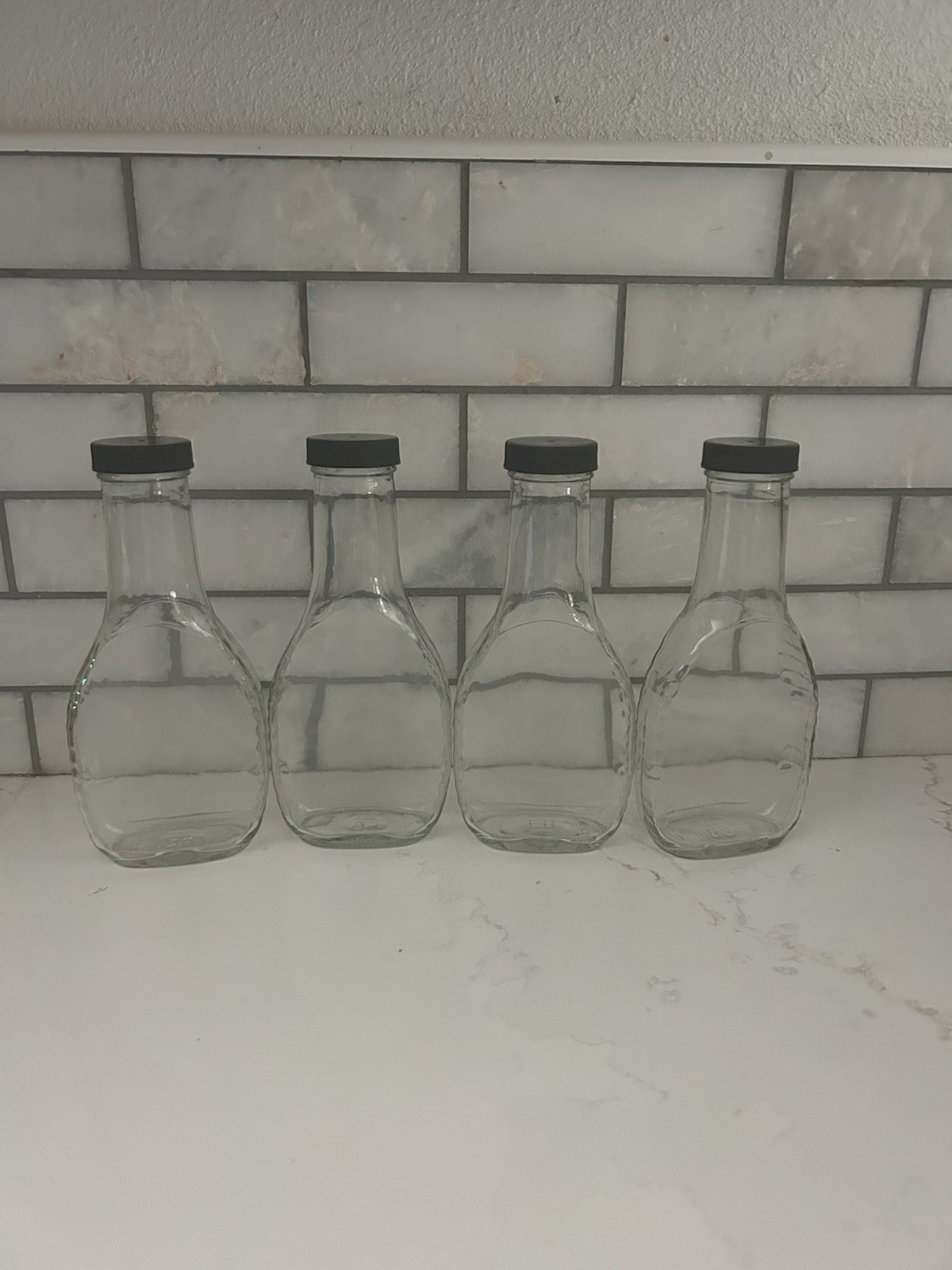 Clear Glass Thick Wall Bottle Banjo Bottle Decorative Bottle 8oz set of 4