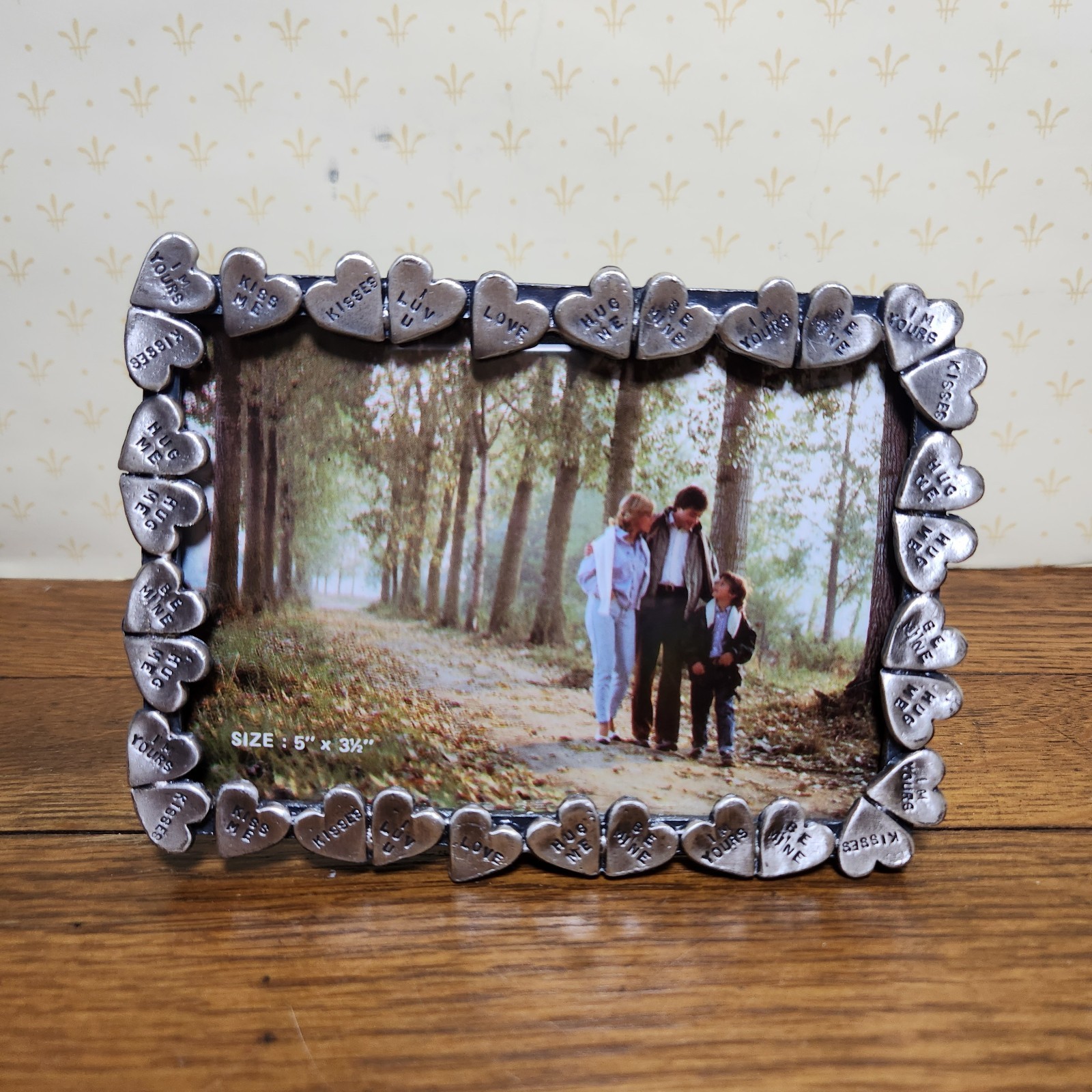 Conversation Sweethearts Candy Hearts 3.5×5 Photo Picture Frame Silver Metal