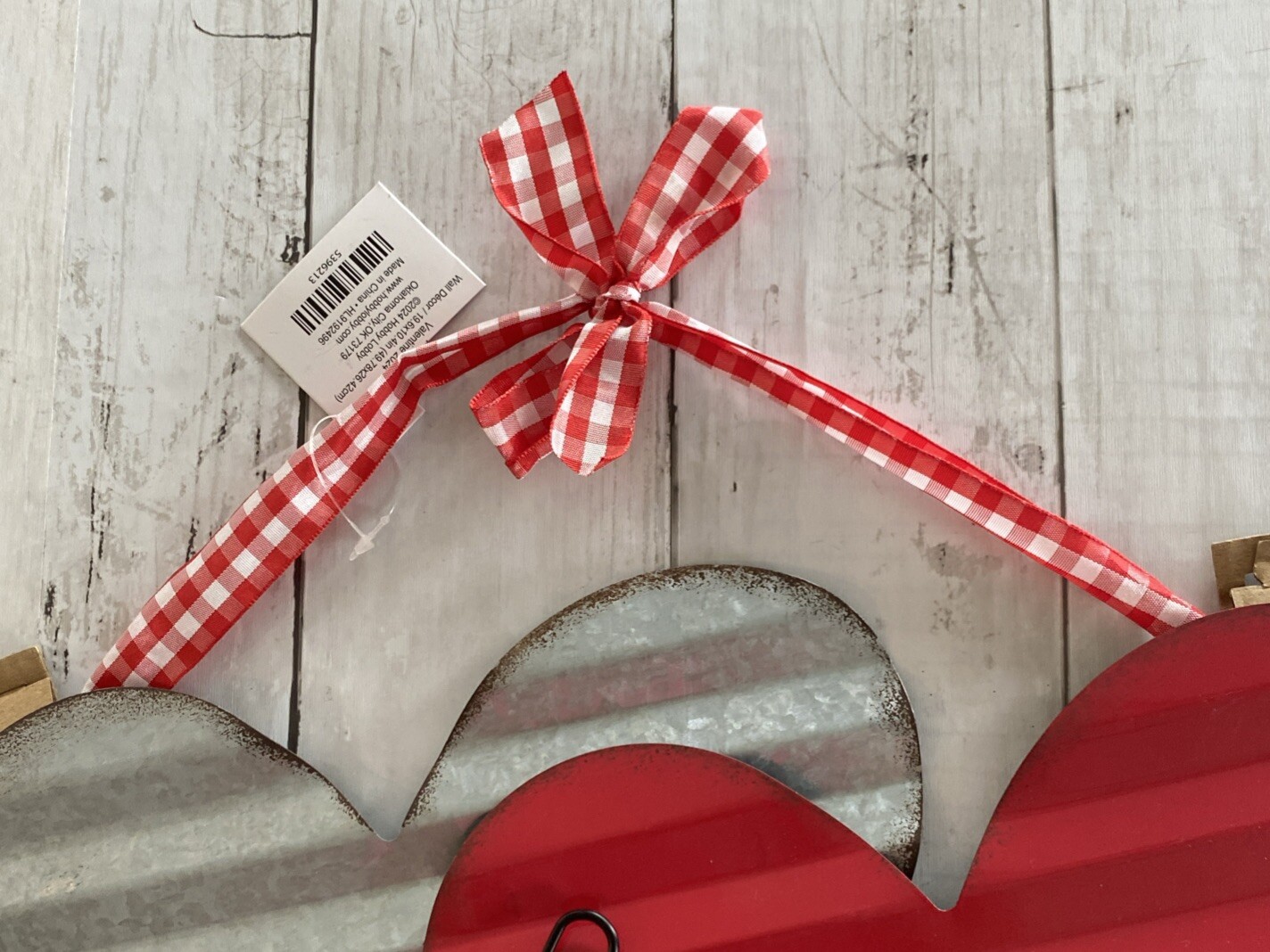 Valentines Day Galvanized Rustic Metal Sign Double Heart “Love” Arrow 19.6”x10.4