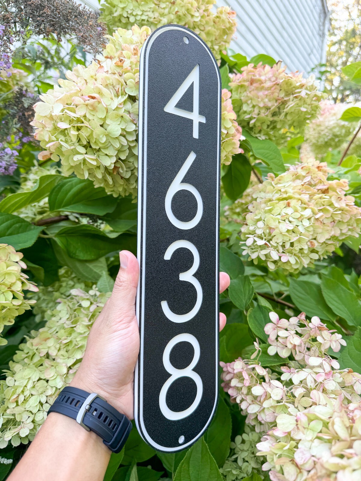 Modern House Numbers Address Sign Black with White Numbers Vertical Plaque 3.5&Prime;W