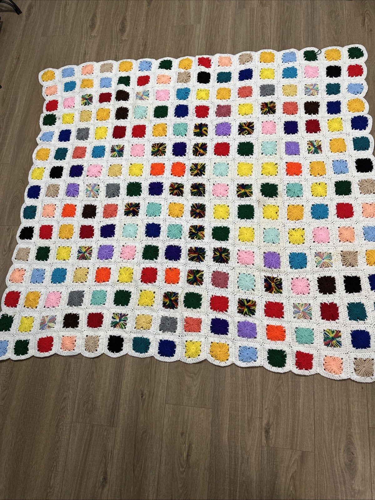 Handmade Granny Square Crochet Afghan Throw Blanket 62”x66” Multicolor Vintage
