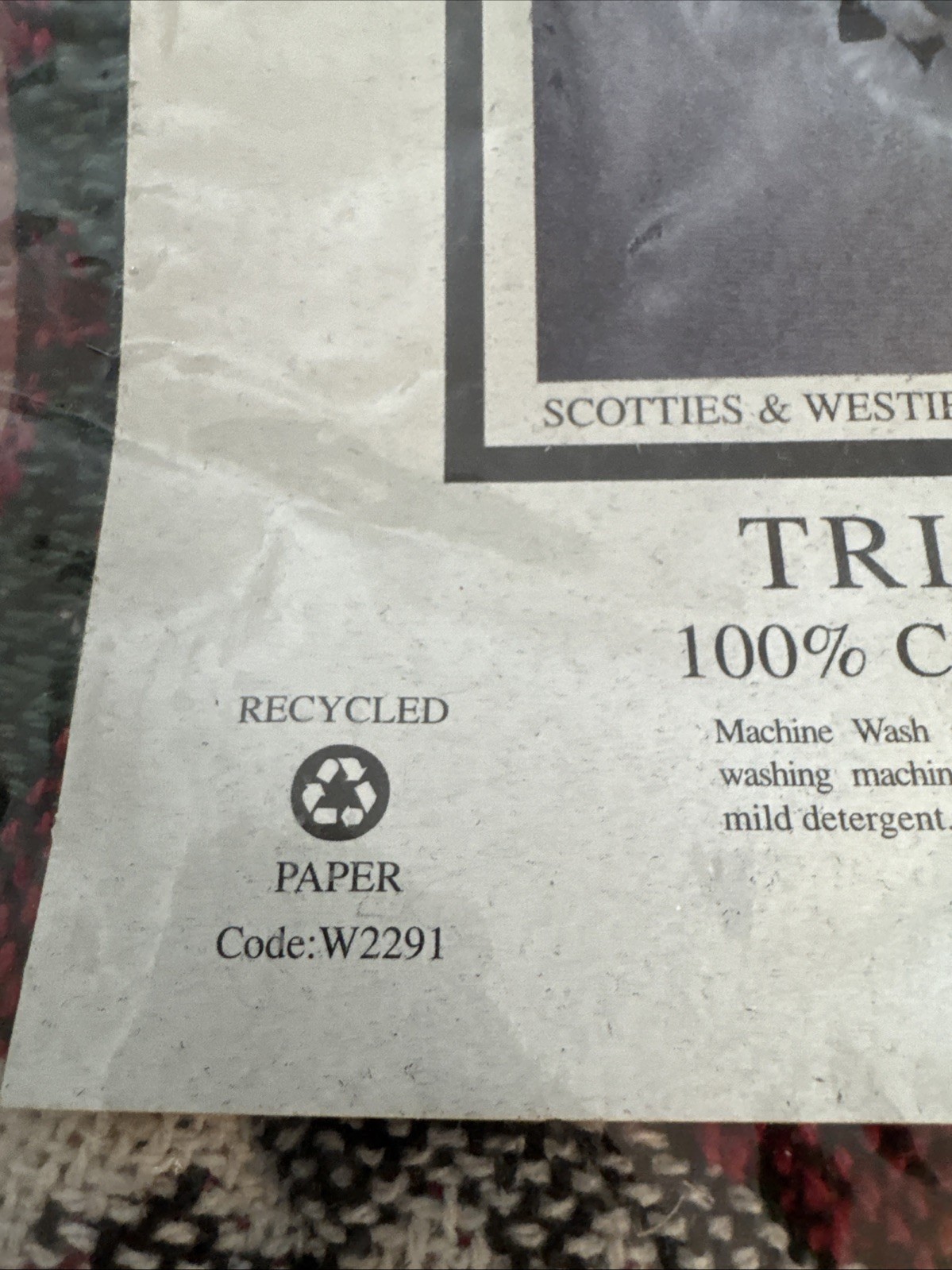 Vtg Goodwin Weavers Triple Woven Afghan 48&Prime; x 67&Prime; Scotties Westies USA Cotton