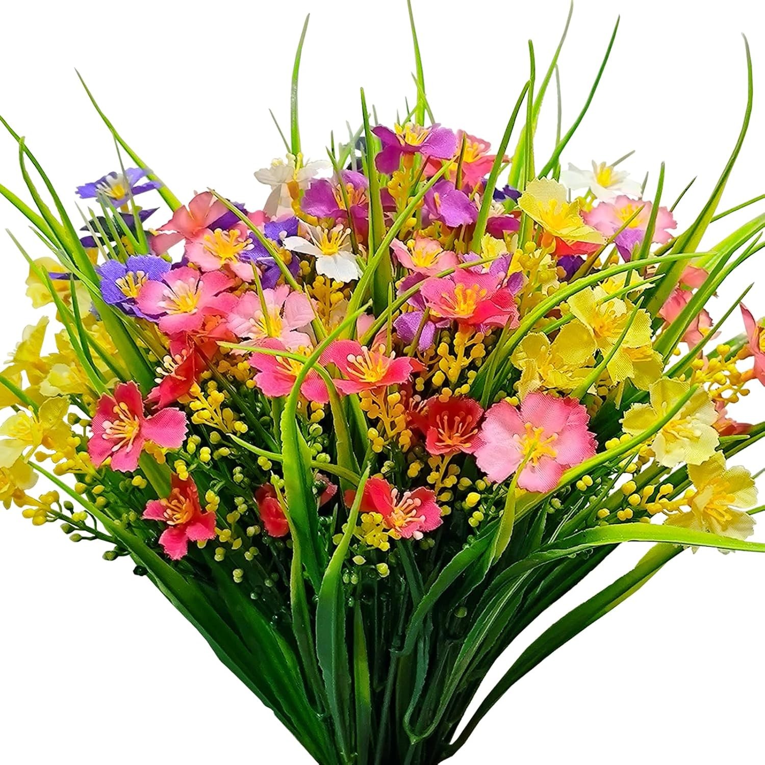 12Bundles Artificial Flowers forOutdoor:UV Resistant Faux Silk Wildflowers Daisy