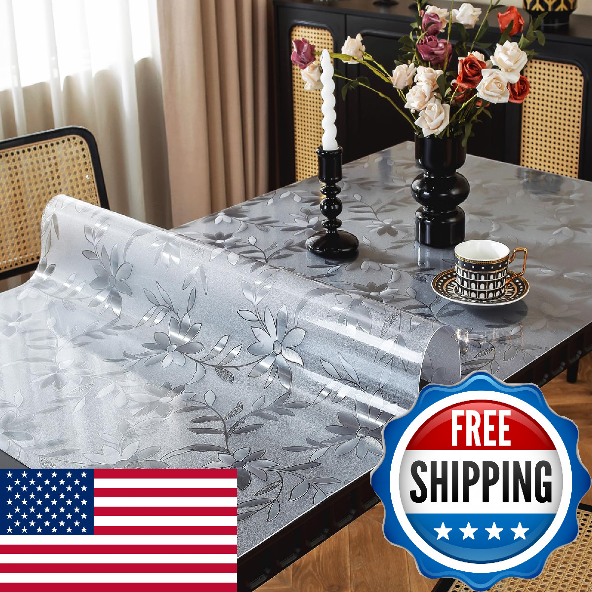 Ostepdecor Floral Table Protector 40 X 80 Inch 1.5Mm Thick Plastic Table Cover