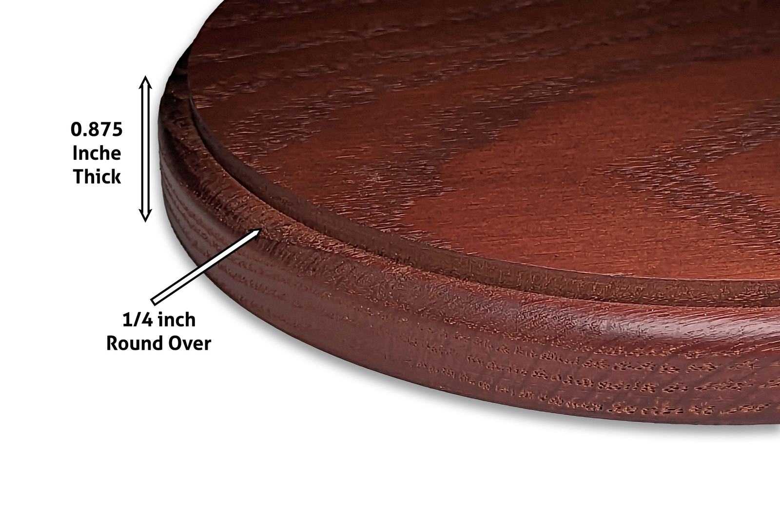 Round Display Base, Solid Red Oak, Mahogany Stain, 7/8 in thick