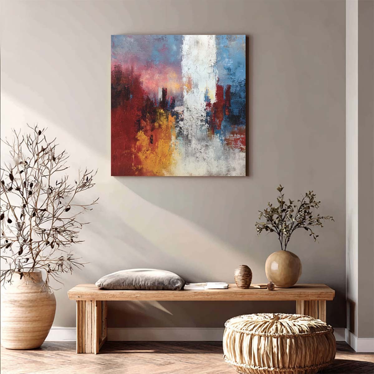 Hand Painted Oil Painting Abstract Canvas Wall Decor Home Decor Pink Blue