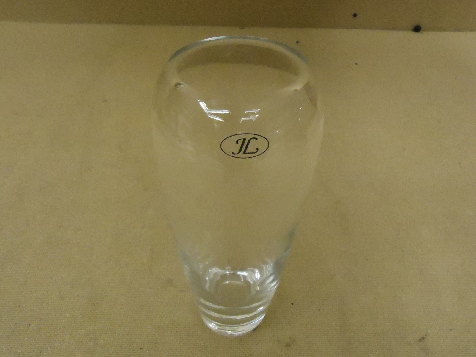 JL Flower Vase 9 1/2in H x 4in Diameter Clear Modern Round Curved S64293 Glass