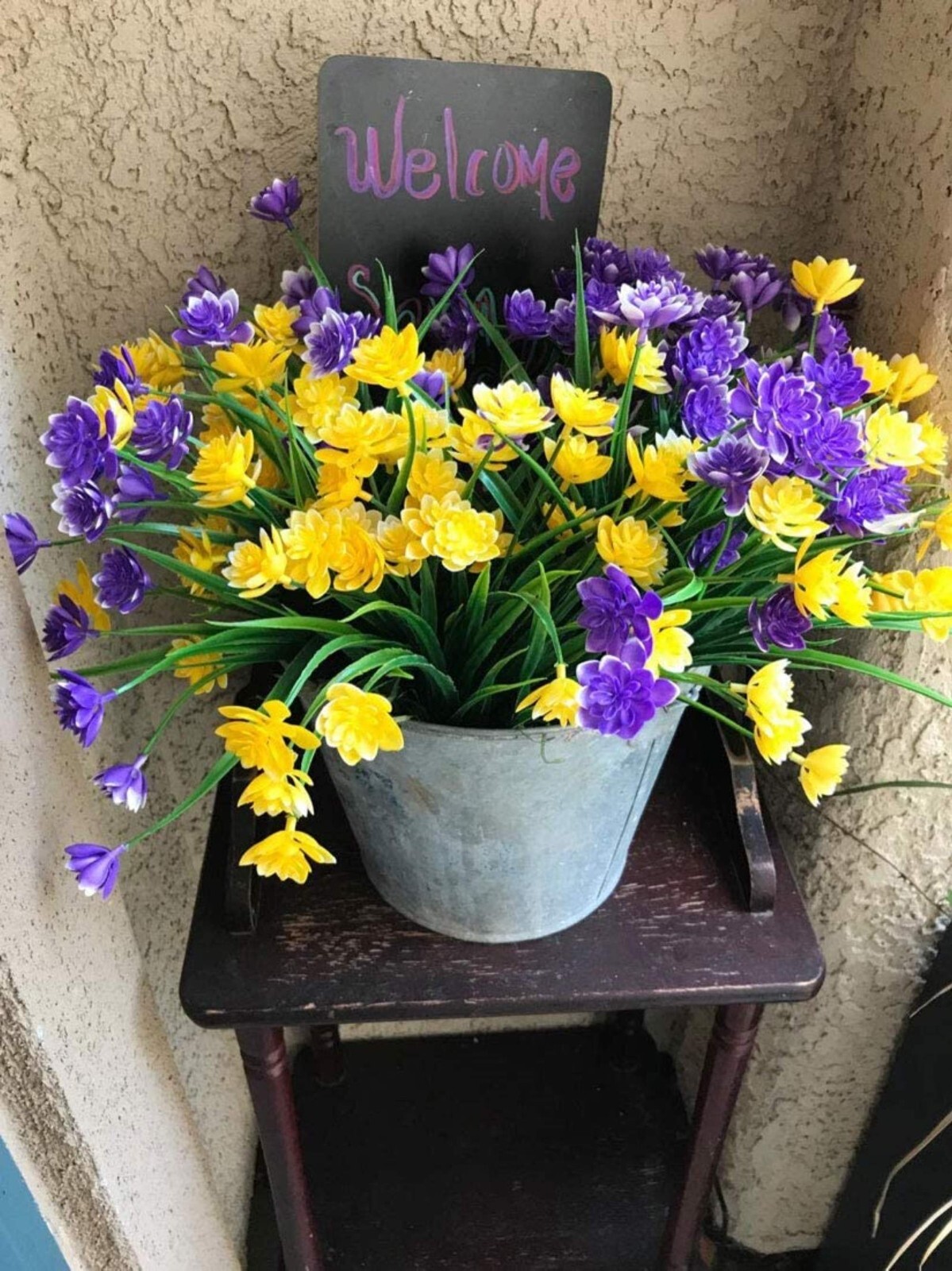 12 Bundles Outdoor Artificial Fake Flowers UV Resistant Various Colors lifelike