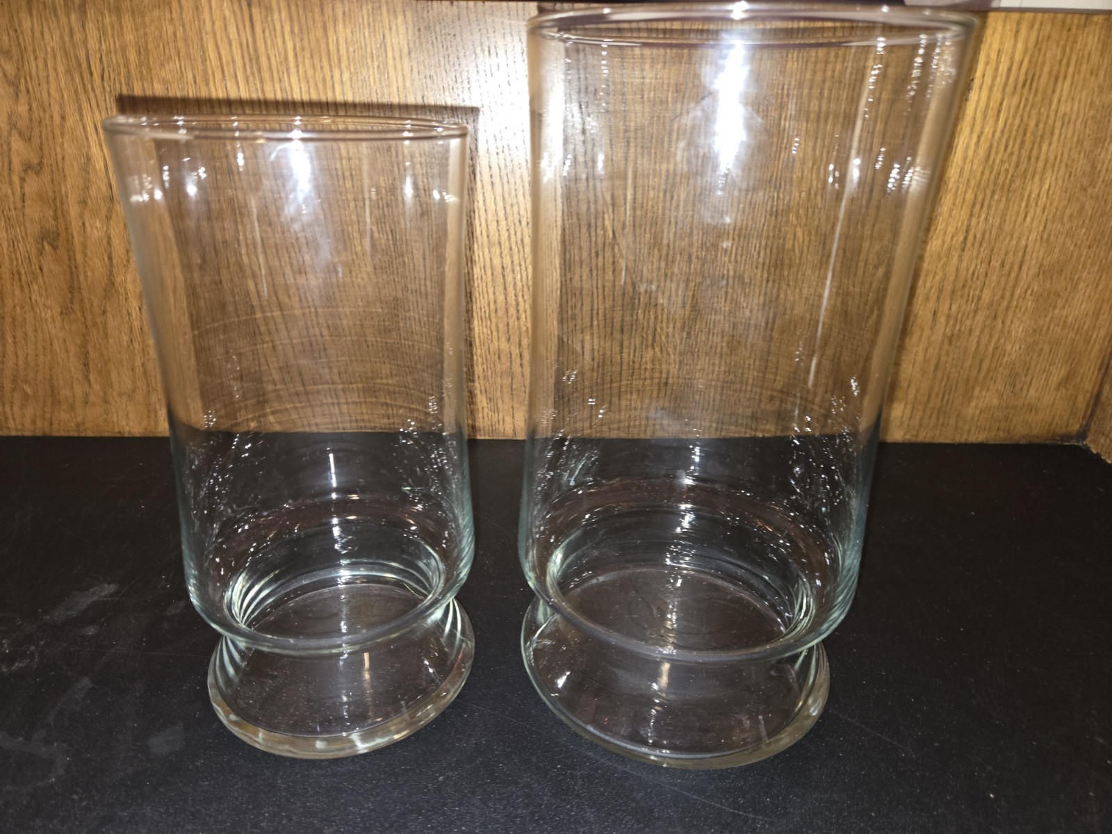 2 PCS Clear Glass Wide Mouth Floral Vase Candle Holder Execellent condition