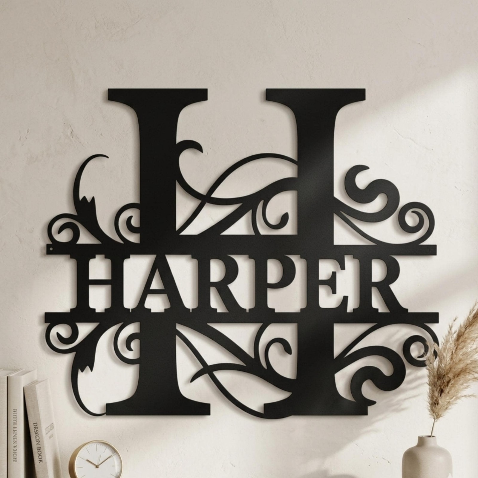 Custom Laser Cut Metal Name Sign, Custom Metal Monogram Sign