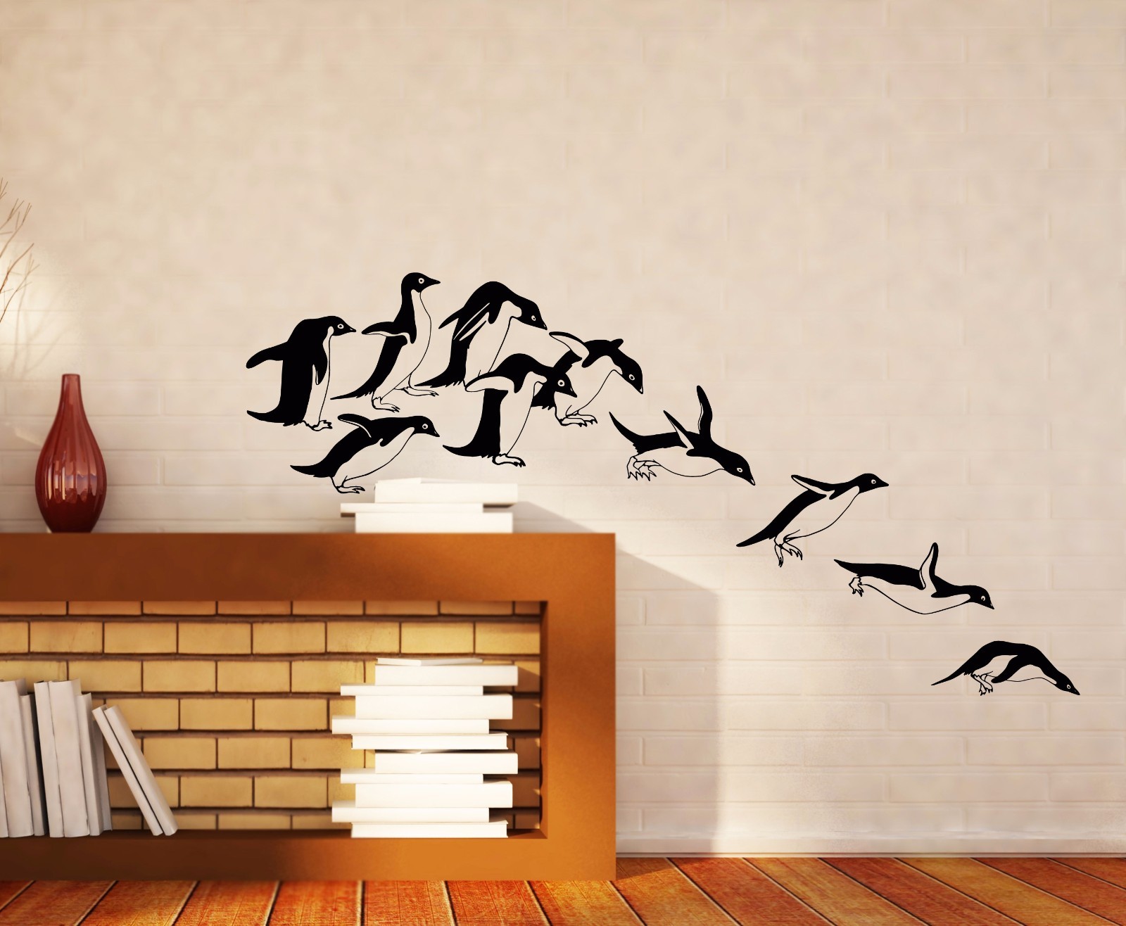 Wall Vinyl Decal Jumping Penguins Funny Children&rsquo;s Decor z4524