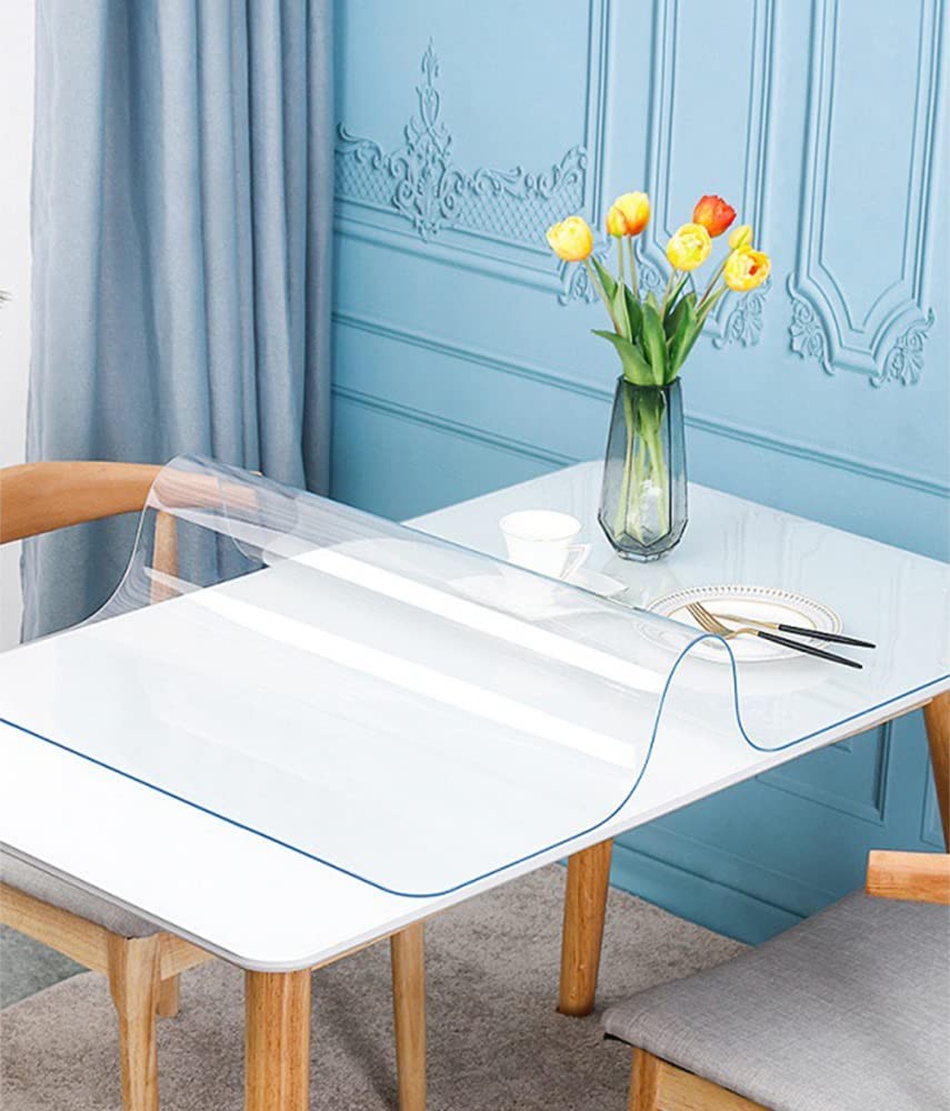 Veecano 52X120 Inch Clear Plastic Table Protector Pvc Vinyl Kitchen Dinner End