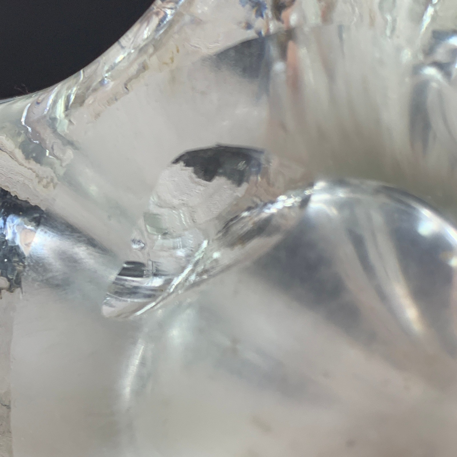 Clear Glass Fluted Trumpet Art Vase Ribbed Swirl Ruffled Rim Decor Vintage