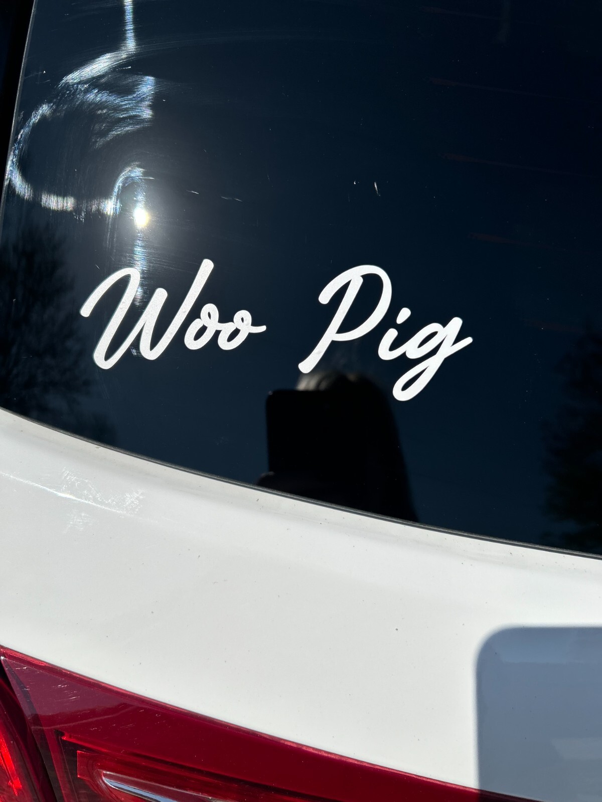 Woo Pig U of Arkansas Vinyl 5&Prime; by 3&Prime; Decal Sticker – White